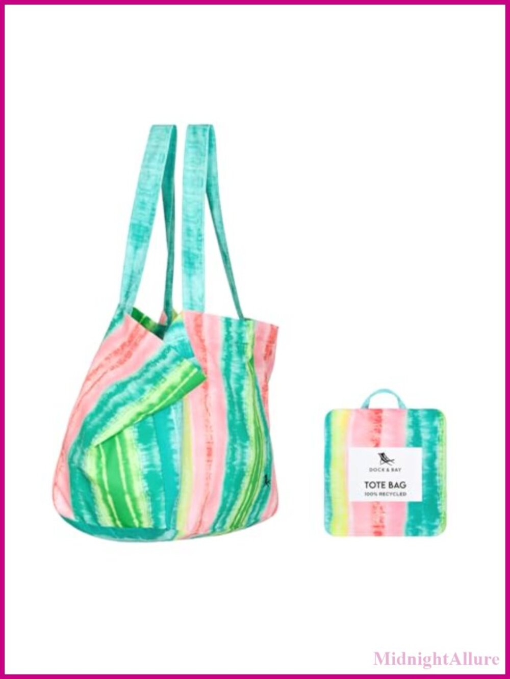 Reusable Beach Tote Bag Lightweight Foldable Recycled